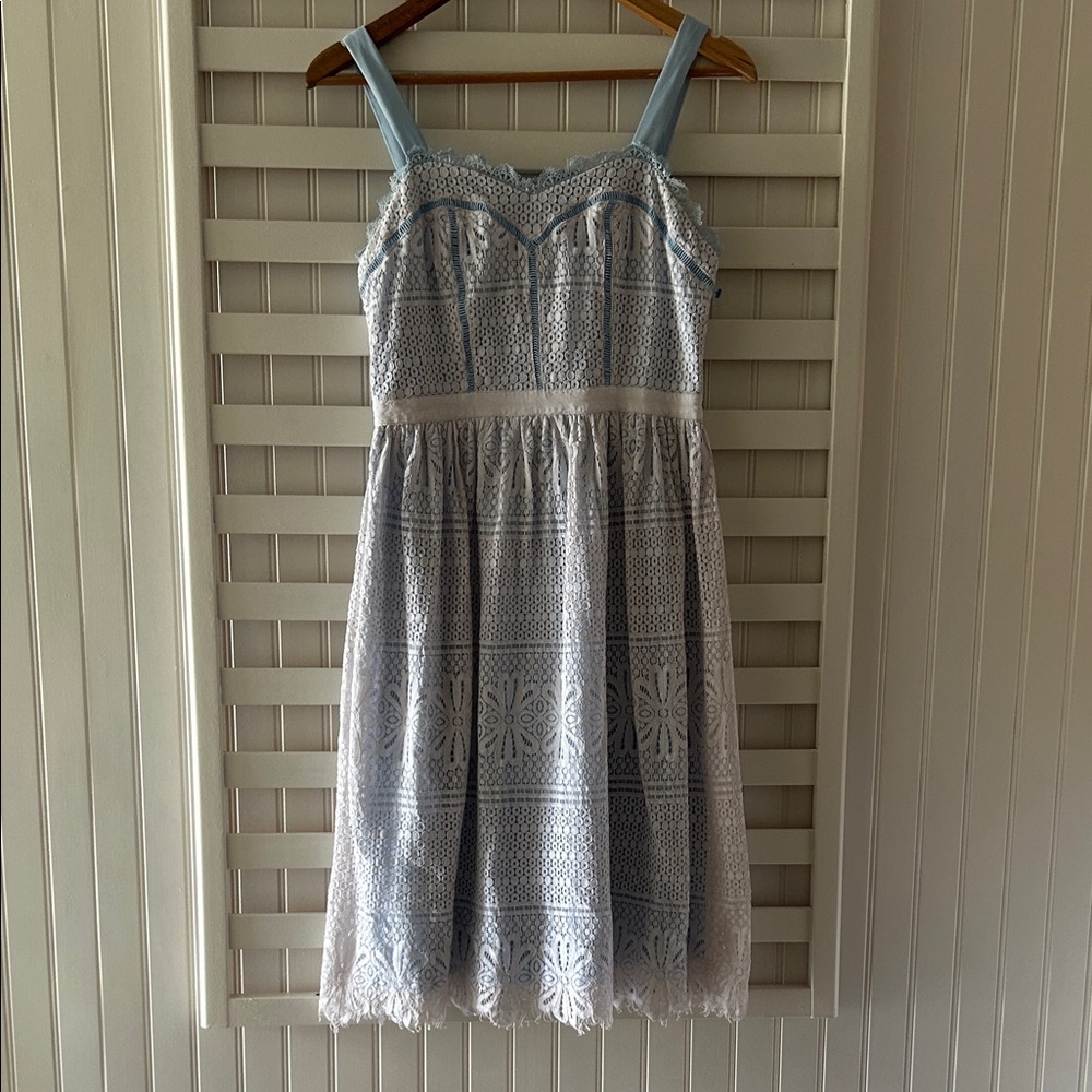 Aqua Light Blue Lace Midi Dress